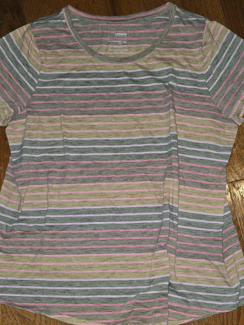 Sonoma Striped Crewneck Tee in Pink, Gray & Cream